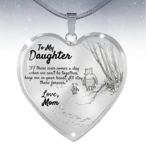 Cute Bear Mom To My Daughter Heart Pendant Necklace - Image 2