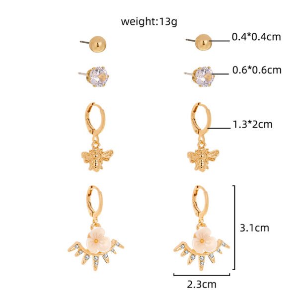 The tide is contracted cool cool breeze small ear nail set combination, temperament South Korea net red retro ear ornaments - Image 5