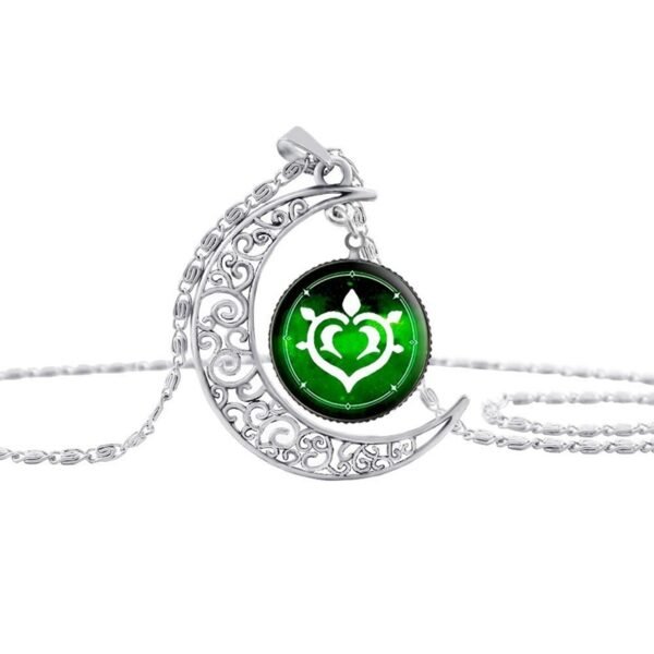 Vintage Hollow Moon Pendant Necklace Genshin Impact Eye of God Weapon Props Dome Glass Necklaces For Women - Image 3
