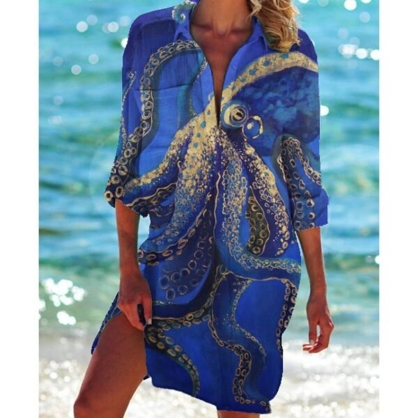 Women's Vacation Beach Bikini Jacket Printed Shirt - Image 2