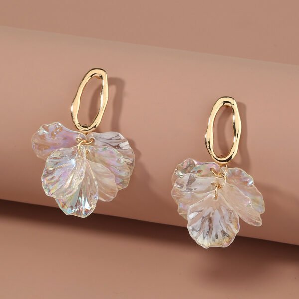 Abnormity Oval earring with colorful transparent petals - Image 2