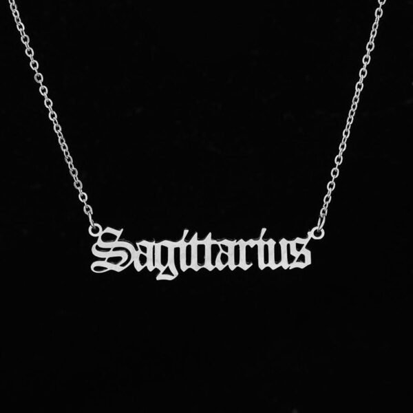 12 Constellation Letter Stainless Steel Pendant Silver Chain Necklace - Image 8