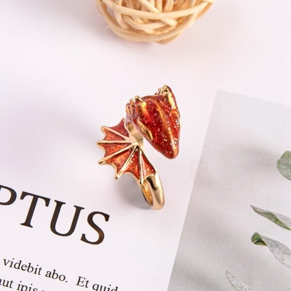 Boho Blue Green Pink Red Dragon Wing Adjustable Rings For Women - Image 7