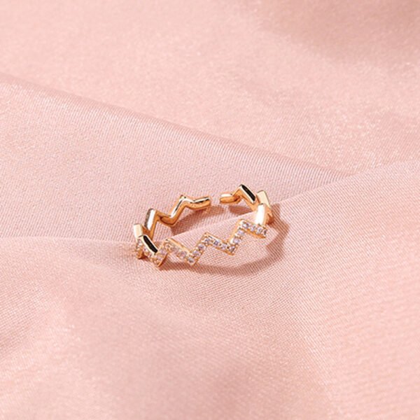 Wavy Sparkly Zircon Adjustable Ring - Image 5