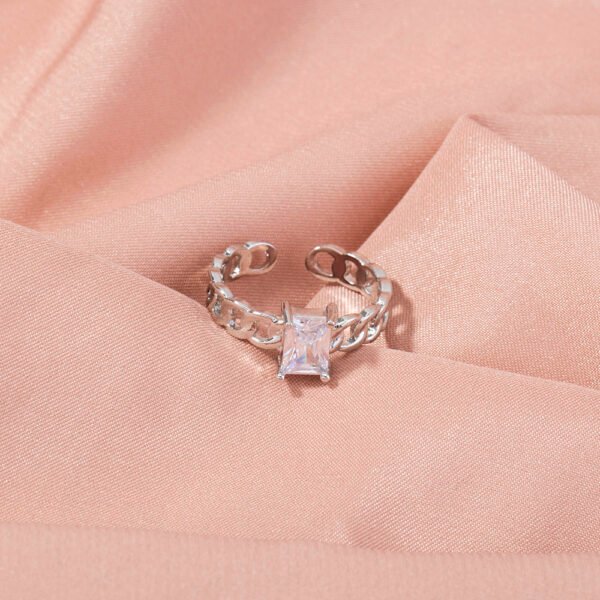 Bright Zircon Open Adjustable Ring - Image 2