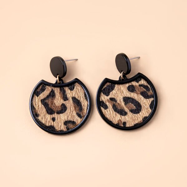 Vintage Geometric Leopard Skin Acrylic Statement Earrings For Women - Image 6