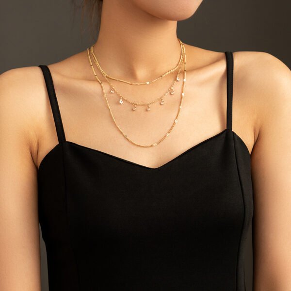 Unusual multi-layer necklace with micro-zircon necklace - Image 4