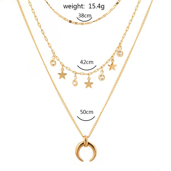 The stars, the crescent moon, the brass chain, the multi-layered necklace - Image 5