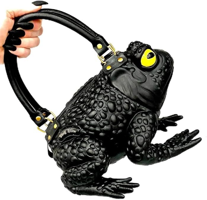 Black Toad Bag Purse Satchel Handbag Witch Frog Cottagecore Goblincore Dark Gothic Aesthetic