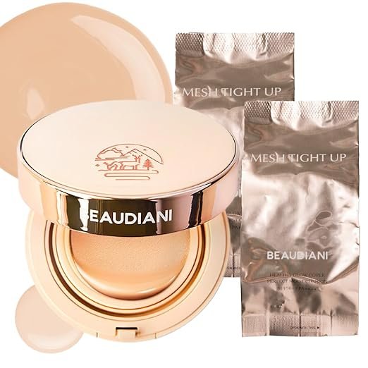 Cushion 1 + Refill 2 bundle, BEAUDIANI Mesh Tight up Cushion Foundation 01 Light Beige