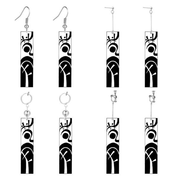 Anime Tokyo Revengers Earrings Jewelry Vintage Tattoo Runes Rectangle Acrylic Pendant Dangle Earrings