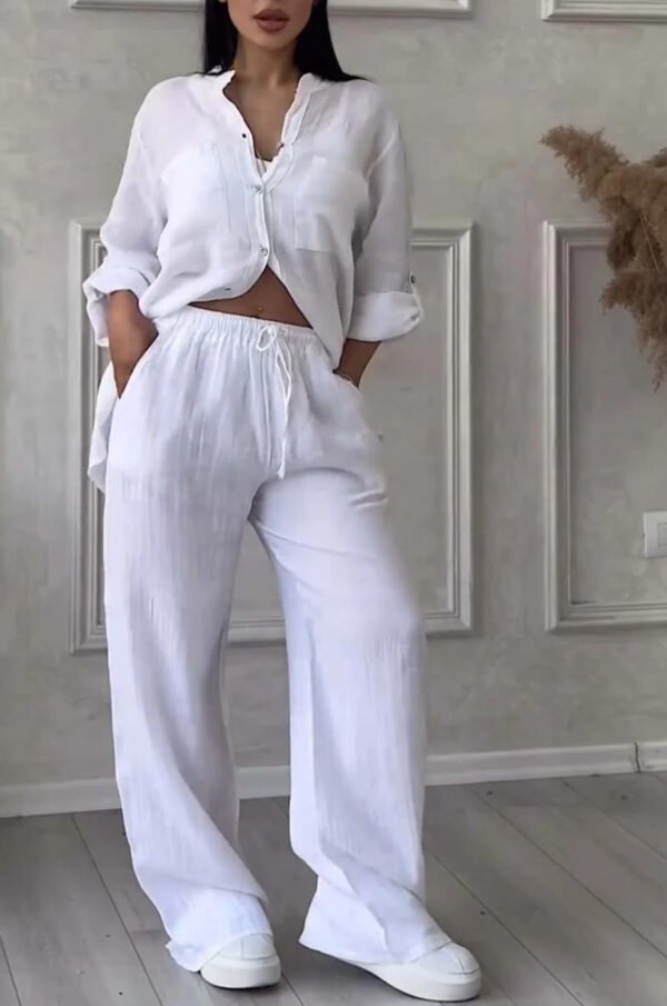 Women's Wide-leg Pants Lace-up Two-piece Suit - Image 8