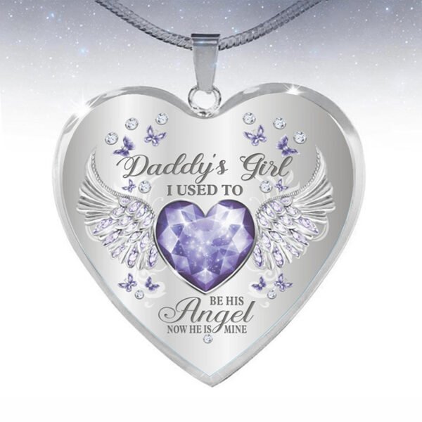 12 Colors Birthstone Angel Wings Heart Pendant Epoxy Necklace - Image 4