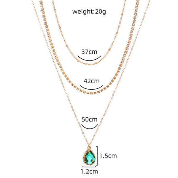 Zircon Green Drop Temperament Multi-layer Necklace - Image 6