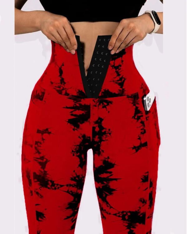 Women's Yoga Sports Patchwork Pocket Tie-dye Leggings - Image 8