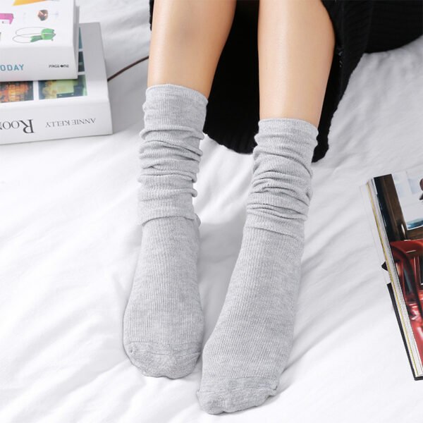 Women's Thin Solid Color Retro Long Socks - Image 8