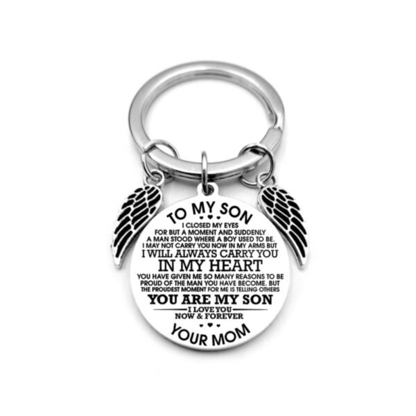 Angel Wings Heart To My Son Inspirational Keychain - Image 6