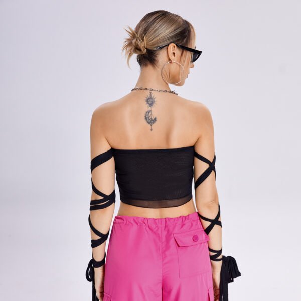 2023 New Style Womens Elastic Cross Arm Solid Color Straps Tank Top Casual Summer Ladies Slim Top - Image 10