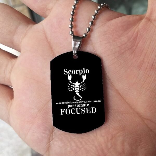 12 Constellation Black Stainless Steel Pendant Dog Army Tag Necklace - Image 10
