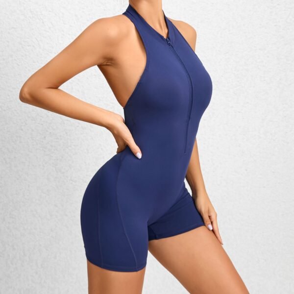 Zippered Yoga Fitness Shorts Jumpsuit Sleeveless Tummy Control Stretch Shapewear Butt Lifting Sportswear Women - Image 9