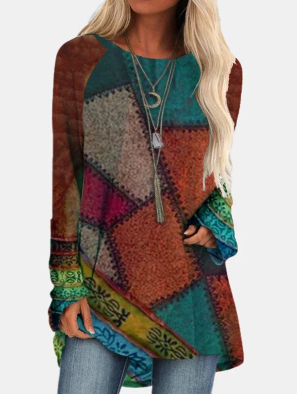 Autumn And Winter Plus Size Women's Fashion Printed Long-sleeved T-shirt - Image 5