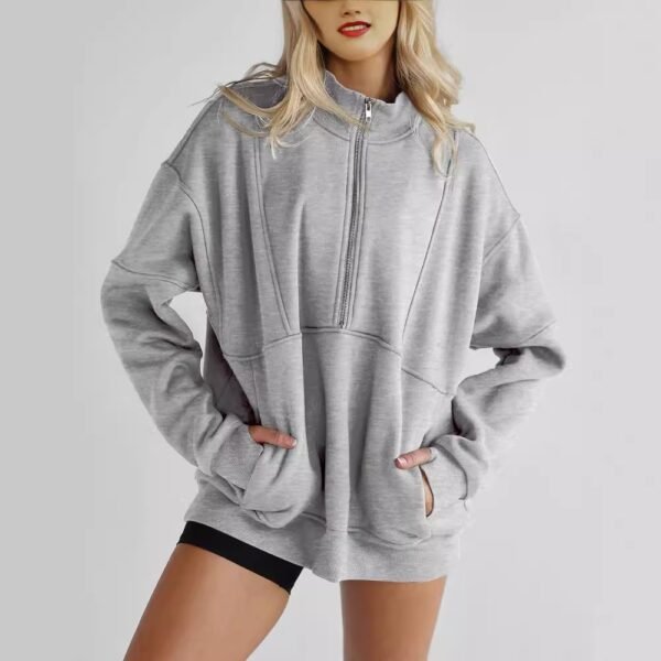 Women's Zipper Pocket Fashion Casual Exercise Sweater - Image 2