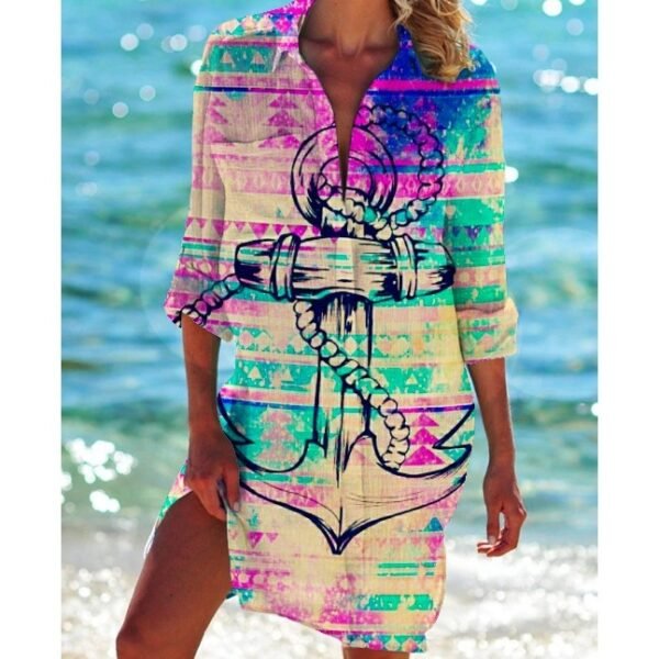 Women's Vacation Beach Bikini Jacket Printed Shirt - Image 5