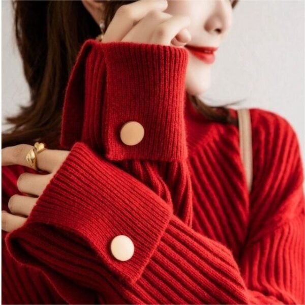 Autumn And Winter Japanese And Korean New Half Turtleneck Sweater Design Cuff Sweater For Women - Image 2
