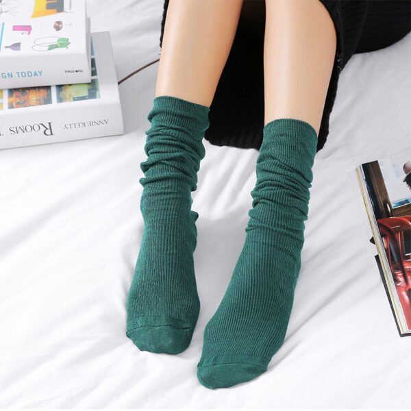 Women's Thin Solid Color Retro Long Socks - Image 7