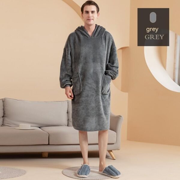 Autumn And Winter Thickened Hooded Double-layer Composite Flannel Lazy Blanket Home Wear - Image 4