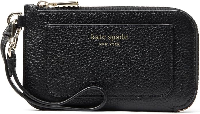 kate spade new york AVA Pebbled Leather Coin Card case Wristlet, Black