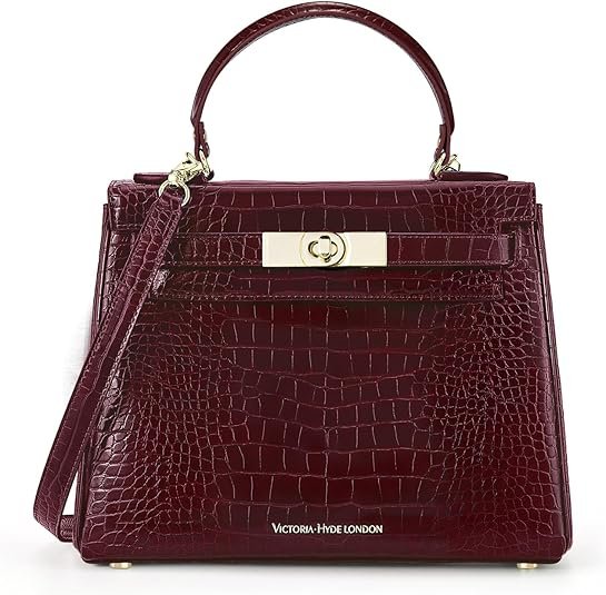 VICTORIA HYDE Handbags for Women, Women's Satchel Handbags, Leather Top Handle Purse (Red)