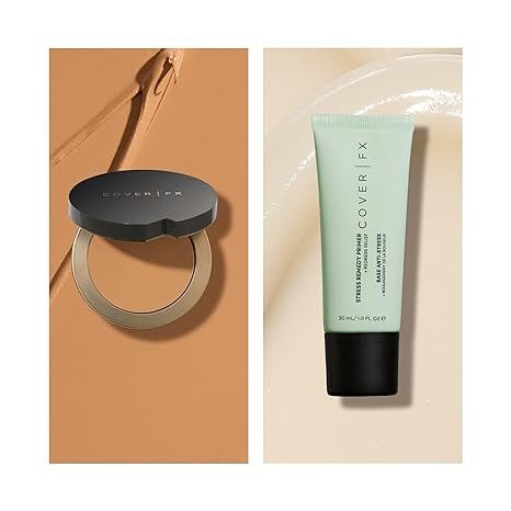 COVER FX Total Cover Cream Full Coverage Cream Foundation, M5 + Stress Remedy Cooling Makeup Primer