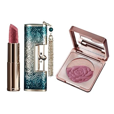 FLORASIS Blooming Rouge Love Lock Lipstick M7319 Love Remains & Floral Dew Care Cream-to-Powder Blush (08 Moonlight Rose)