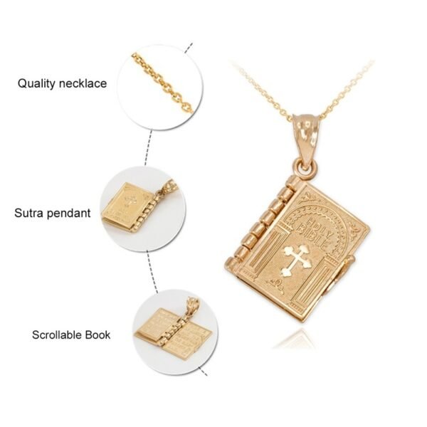 Religion Necklace Openable Holy Bible Book Pendant Necklaces Christian Judaism Catholicism Orthodox Jewelry - Image 2