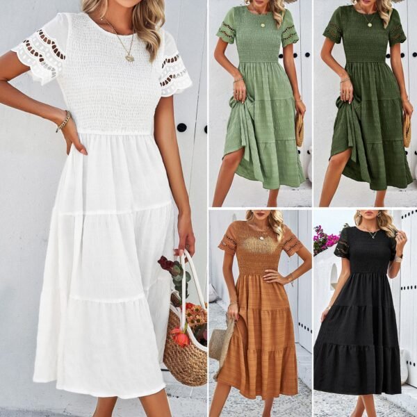 Women's Temperament Smocking Hollow Dress - Image 2