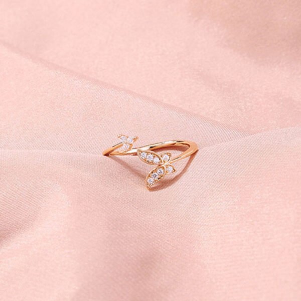 Butterfly Sparkly Zircon Open Adjustable Ring - Image 2