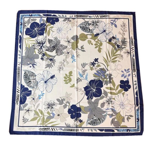 110cm Twill Floral Print Silk Scarf - Image 5