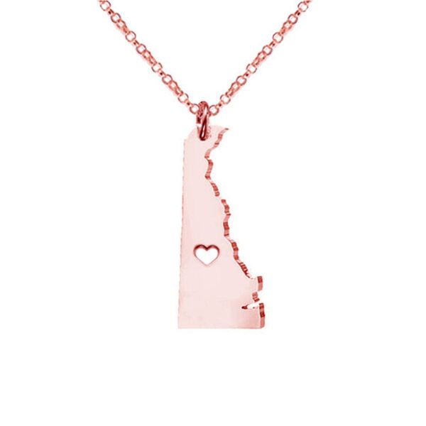 USA Delaware State Map Stainless Steel Necklace - Image 2