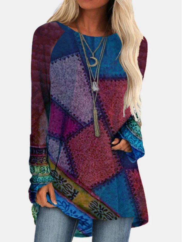 Autumn And Winter Plus Size Women's Fashion Printed Long-sleeved T-shirt - Image 3