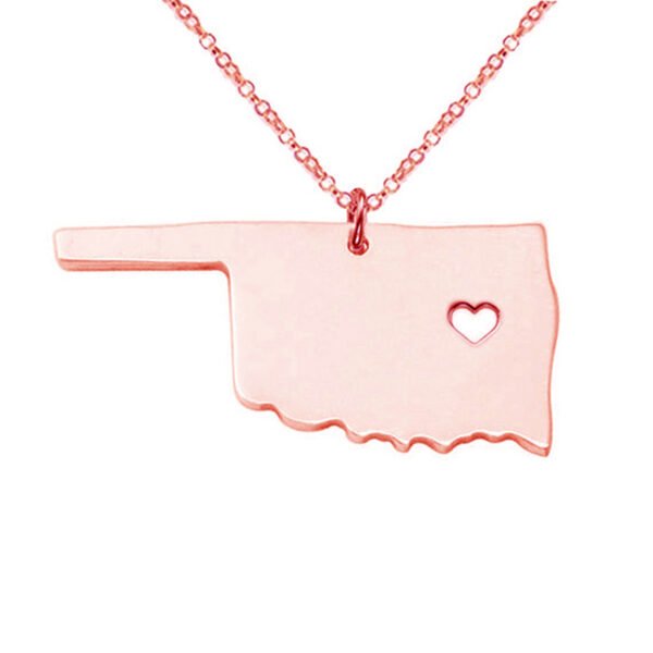 United States Oklahoma State Map Stainless Steel Necklace - Image 4
