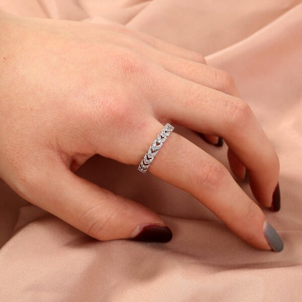 Adjustable Arrowhead Texture Zircon Brass Ring - Image 3
