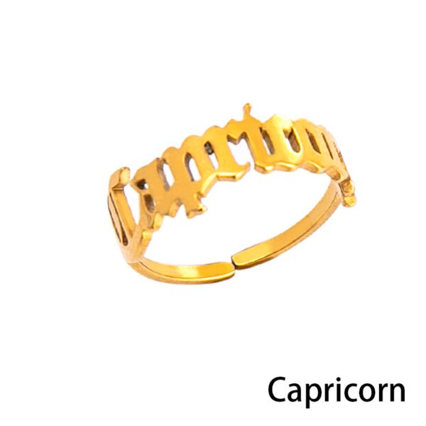 12 Constellation Horoscope Letter Stainless Steel Rings For Women - Image 8