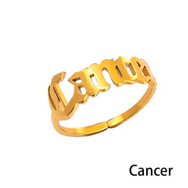 12 Constellation Horoscope Letter Stainless Steel Rings For Women - Image 7