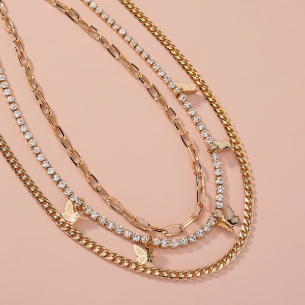 Butterfly diamond-studded multi-layer necklace - Image 4