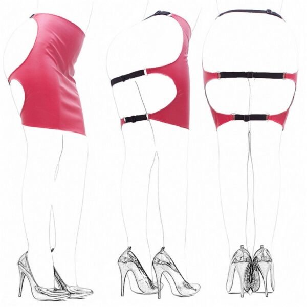 Aisle's Sexy Black Soft PU Sexy Tight-fitting Bag Field Training Short Skirt - Image 10