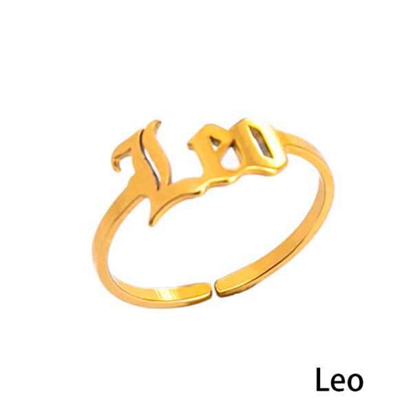 12 Constellation Horoscope Letter Stainless Steel Rings For Women - Image 10