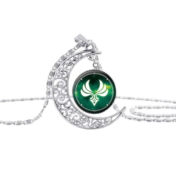 Vintage Hollow Moon Pendant Necklace Genshin Impact Eye of God Weapon Props Dome Glass Necklaces For Women