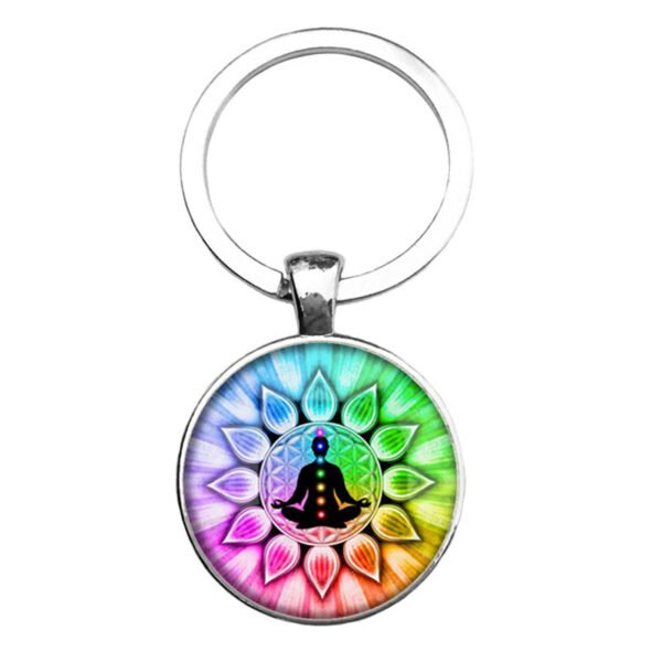 Yoga Chakra Mandala Glass Necklace Hinduism Buddhism Zen Jewelry - Image 5