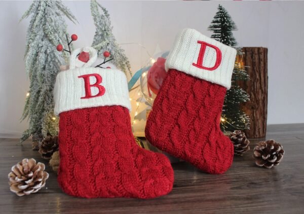 Woolen Knitted Christmas Letter Socks Decoration Pendant Gift Bag - Image 4